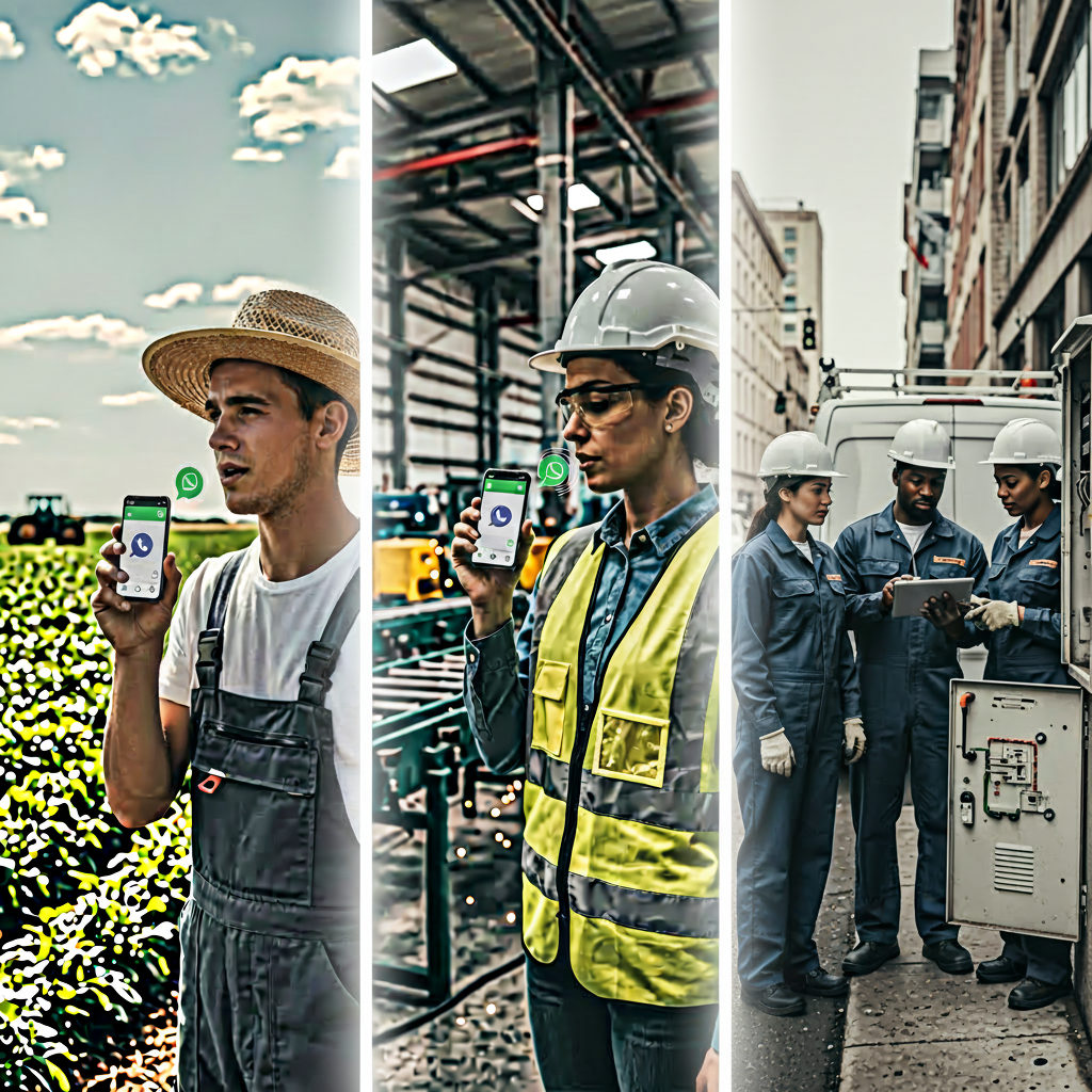Operarios del agro, la industria y servicios usando WhatsApp por voz